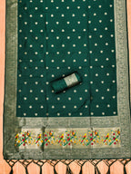 Green Color Paithani woven Pattern Top, Bottom & Dupatta Dress Material