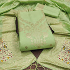 Pista Green Color Paithani woven Pattern Top, Bottom & Dupatta Dress Material