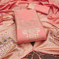 Peach Color Paithani woven Pattern Top, Bottom & Dupatta Dress Material