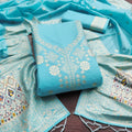 Blue Color Paithani woven Pattern Top, Bottom & Dupatta Dress Material