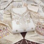 White Color Paithani woven Pattern Top, Bottom & Dupatta Dress Material