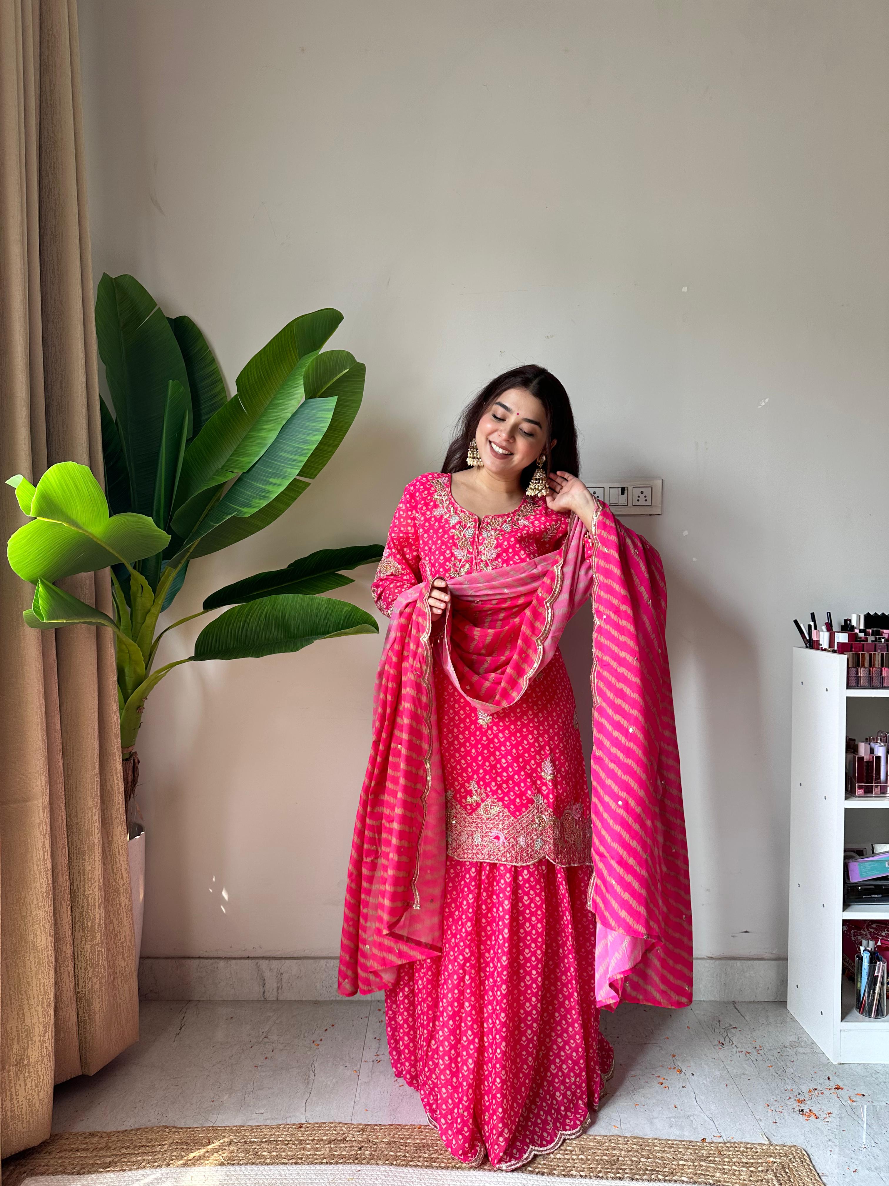 Kalikar Fendi Crush with Zari & Sequins Embroidered work - KLM07