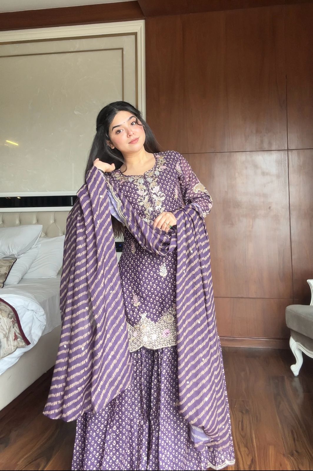 Kalikar Fendi Crush with Zari & Sequins Embroidered work - KLM07