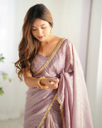Kalikar Gold Crush Silk Mauve -RV Niharika