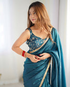 Kalikar Gold Crush Silk Blue -RV Niharika