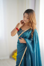 Kalikar Gold Crush Silk Blue -RV Niharika