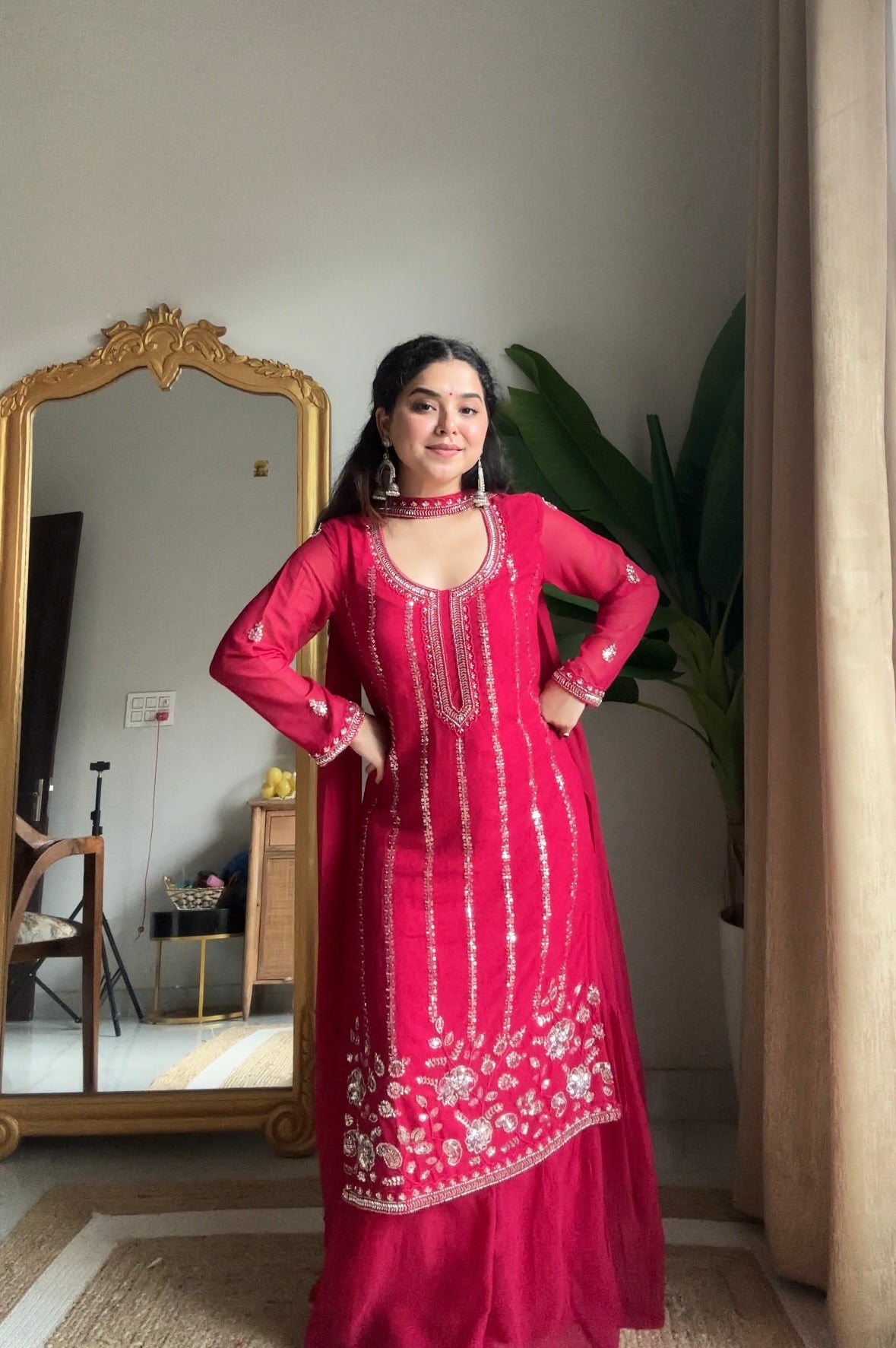 Kalikar Fendi Crush with Zari & Sequins Embroidered work - KLM04