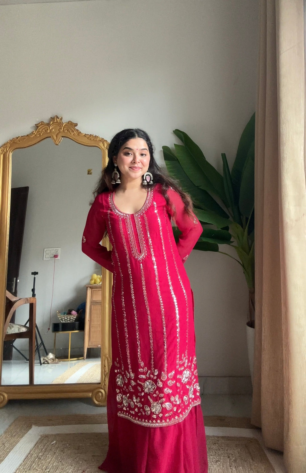 Kalikar Fendi Crush with Zari & Sequins Embroidered work - KLM04