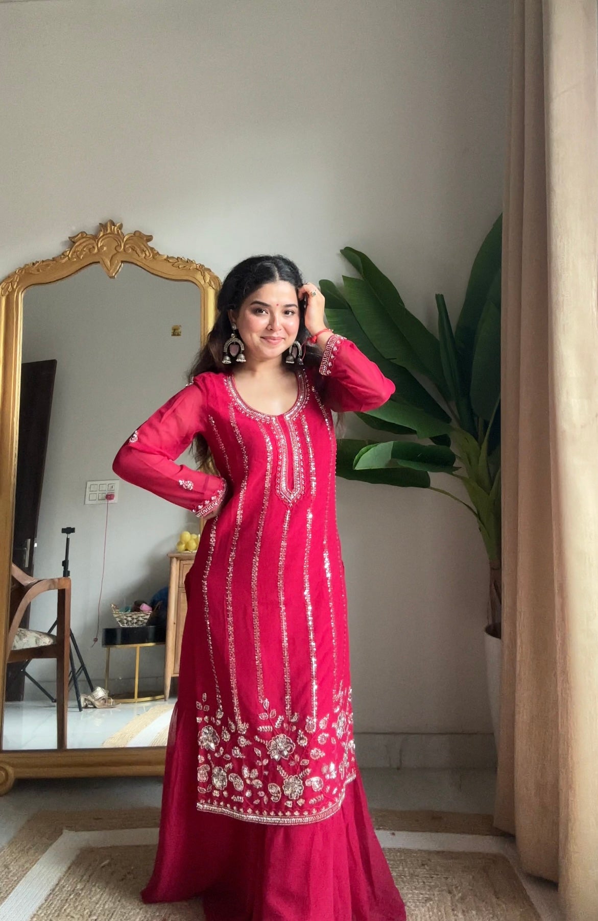 Kalikar Fendi Crush with Zari & Sequins Embroidered work - KLM04