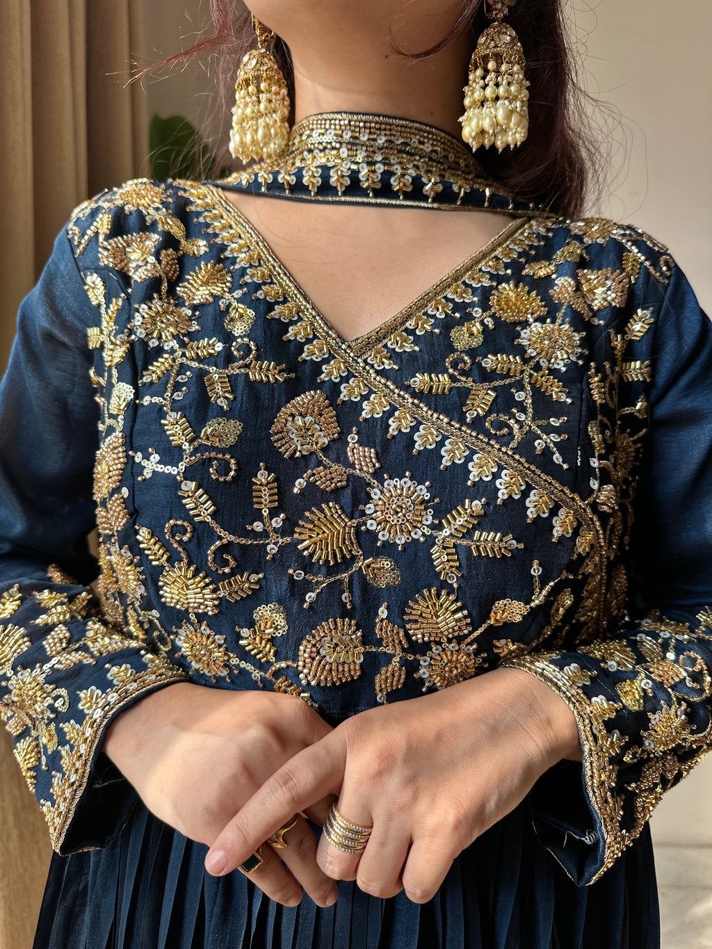 Kalikar Fendi Crush with Zari & Sequins Embroidered work - KLM09