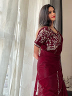 Kalikar Soft Zimmy choo Silk Maroon - RV- Silver Gold