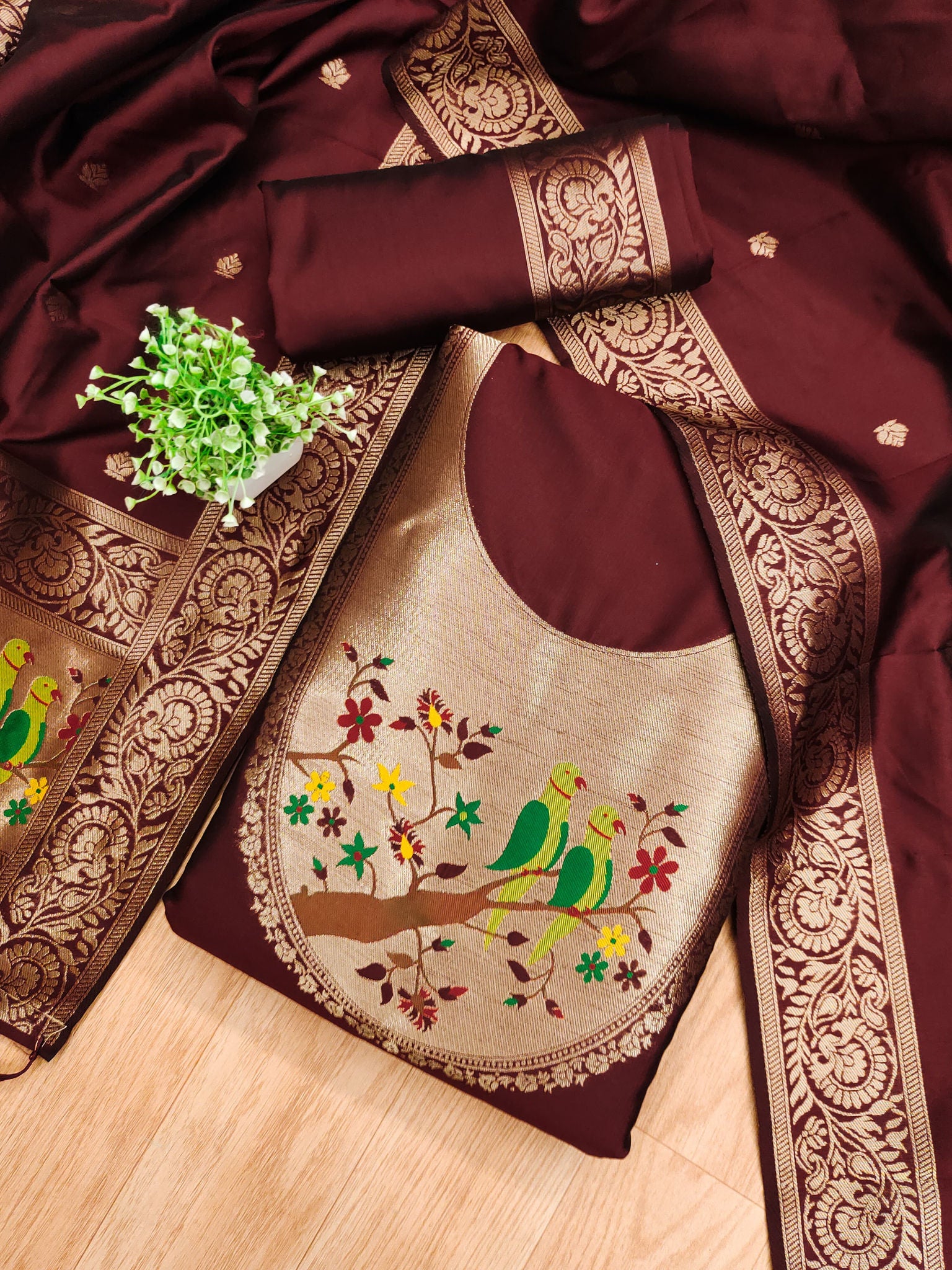 Maharashtra's Royal Heritage Unstitched Dress Material VOL-003 -Maroon Kalikar