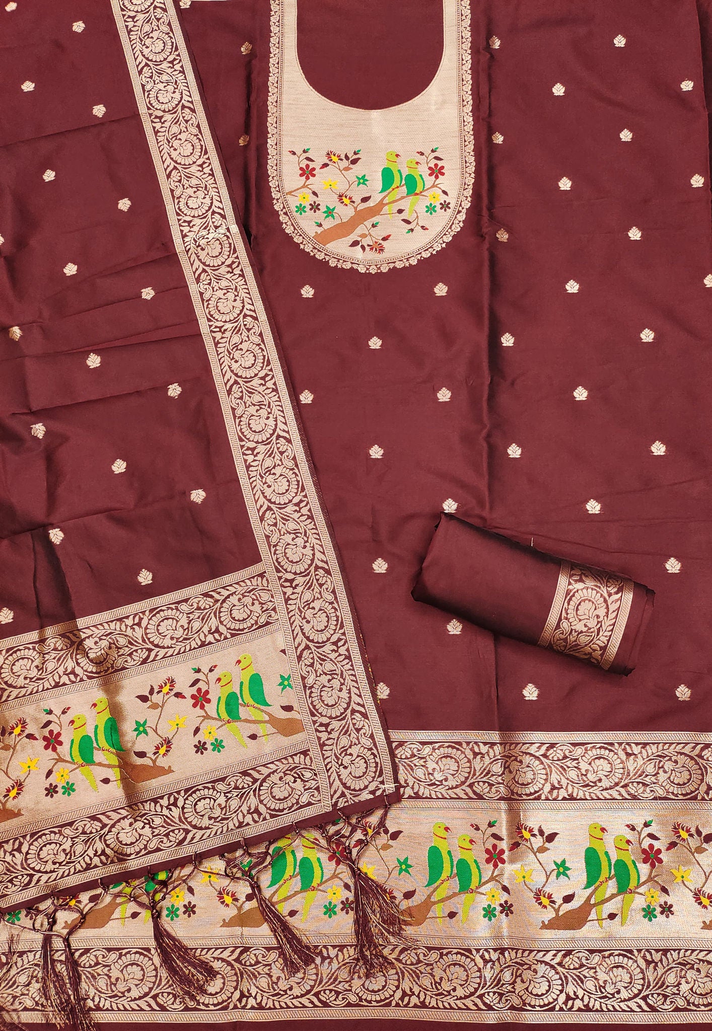Maharashtra's Royal Heritage Unstitched Dress Material VOL-003 -Maroon Kalikar