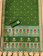 Bottle Green Color Paithani woven Pattern Top, Bottom & Dupatta Dress Material