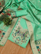 Sea Green Color Paithani woven Pattern Top, Bottom & Dupatta Dress Material