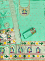 Sea Green Color Paithani woven Pattern Top, Bottom & Dupatta Dress Material