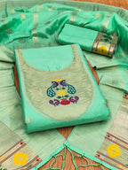 Sea Green Color Paithani woven Pattern Top, Bottom & Dupatta Dress Material