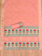 Peach Color Paithani woven Pattern Top, Bottom & Dupatta Dress Material