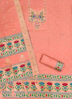 Peach Color Paithani woven Pattern Top, Bottom & Dupatta Dress Material