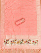 Peach Color Paithani woven Pattern Top, Bottom & Dupatta Dress Material