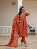 Elegant Straight Kurti Pant Dupatta Set of Teal