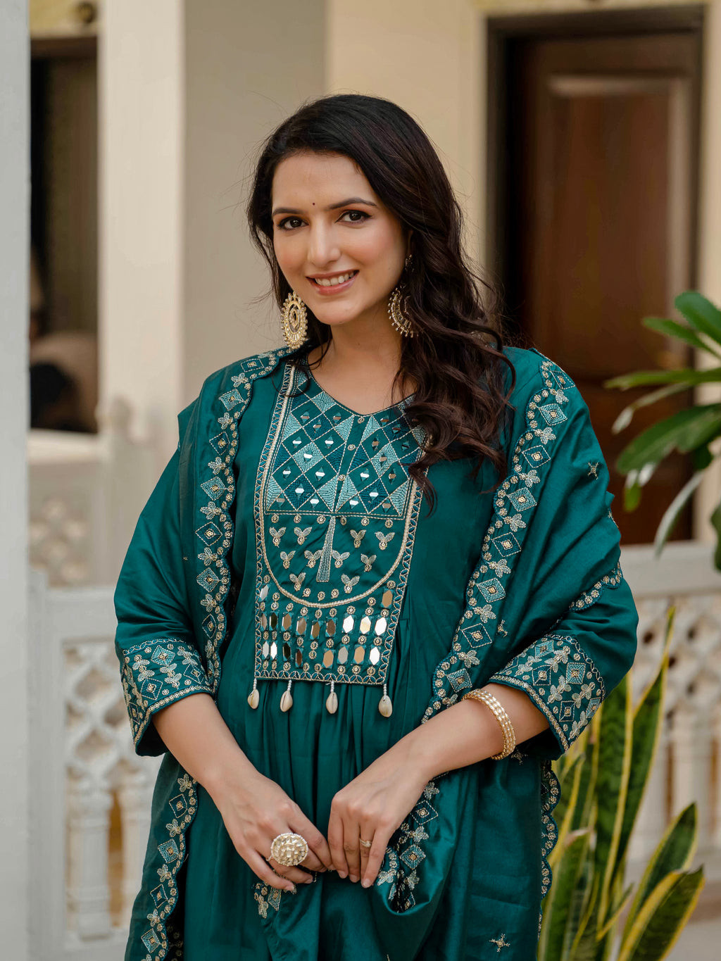 Elegant Straight Anarkali Kurta Set KADV-126- Teal