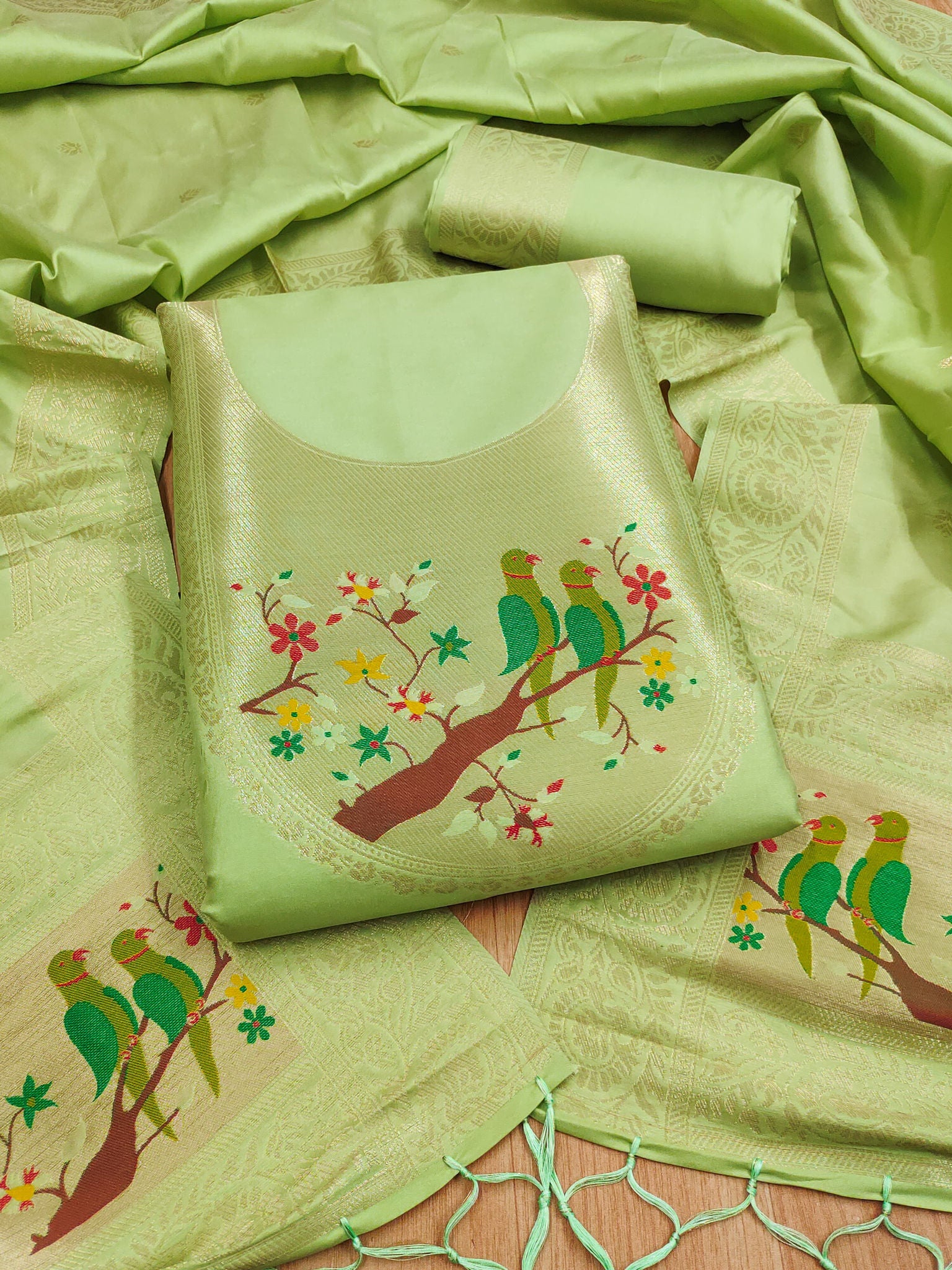 Maharashtra's Royal Heritage Unstitched Dress Material VOL-003 -Pista Kalikar