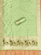 Pista Green Color Paithani woven Pattern Top, Bottom & Dupatta Dress Material