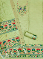 Pista Green Color Paithani woven Pattern Top, Bottom & Dupatta Dress Material
