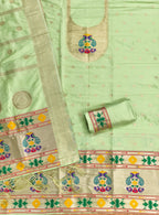 Pista Green Color Paithani woven Pattern Top, Bottom & Dupatta Dress Material