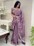 Kalikar Soft Zimmy choo Silk Purple - RV- Silver Gold