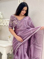 Kalikar Soft Zimmy choo Silk Purple - RV- Silver Gold