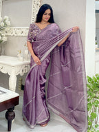 Kalikar Soft Zimmy choo Silk Purple - RV- Silver Gold