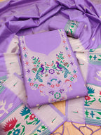 Purple Color Paithani woven Pattern Top, Bottom & Dupatta Dress Material