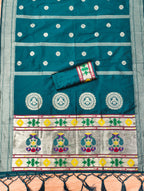 Teal Color Paithani woven Pattern Top, Bottom & Dupatta Dress Material