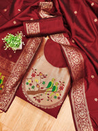 Maharashtra's Royal Heritage Unstitched Dress Material VOL-003 -Red Kalikar