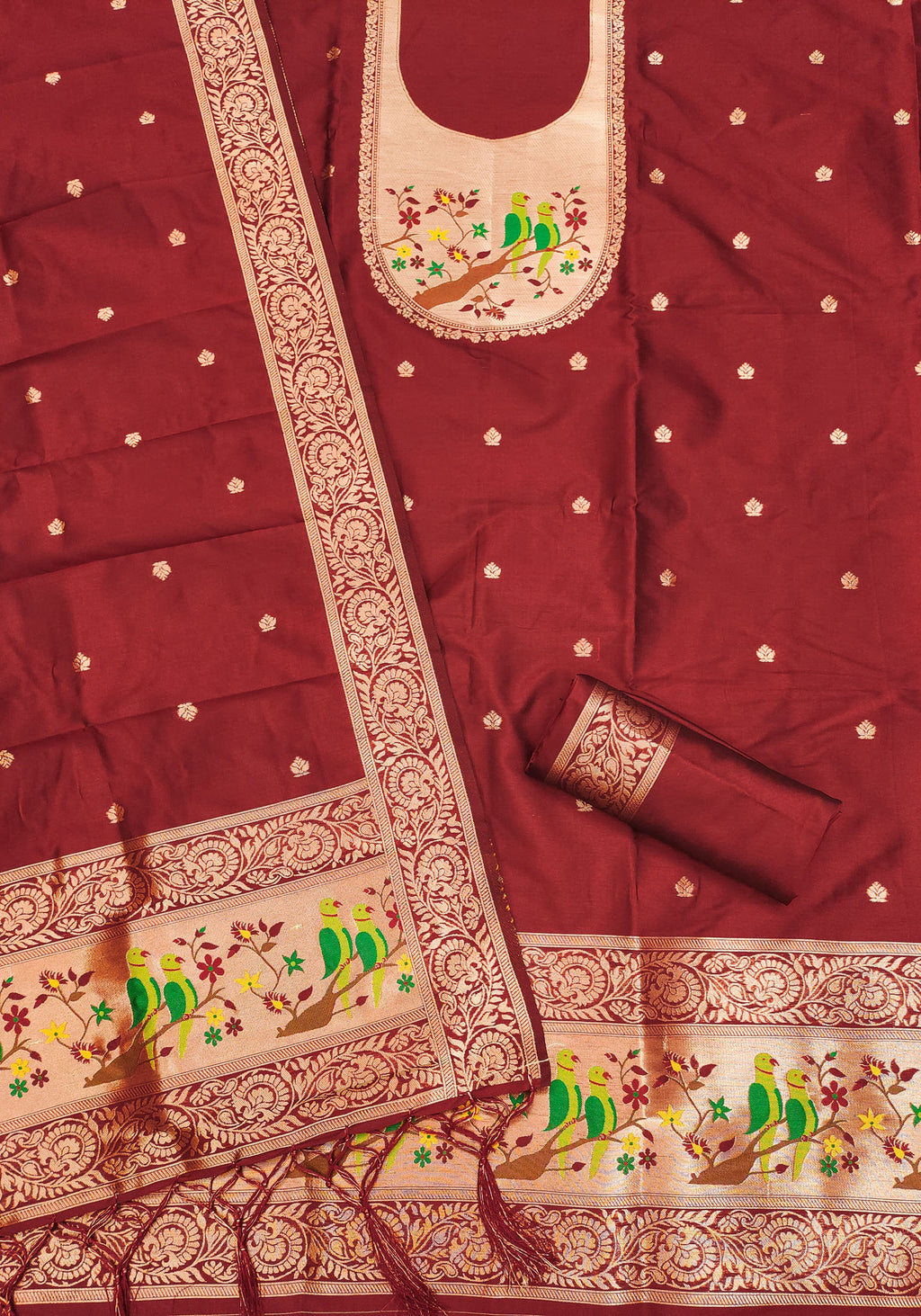 Maharashtra's Royal Heritage Unstitched Dress Material VOL-003 -Red Kalikar