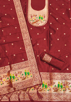 Maharashtra's Royal Heritage Unstitched Dress Material VOL-003 -Red Kalikar
