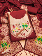 Maharashtra's Royal Heritage Unstitched Dress Material VOL-003 -Red Kalikar