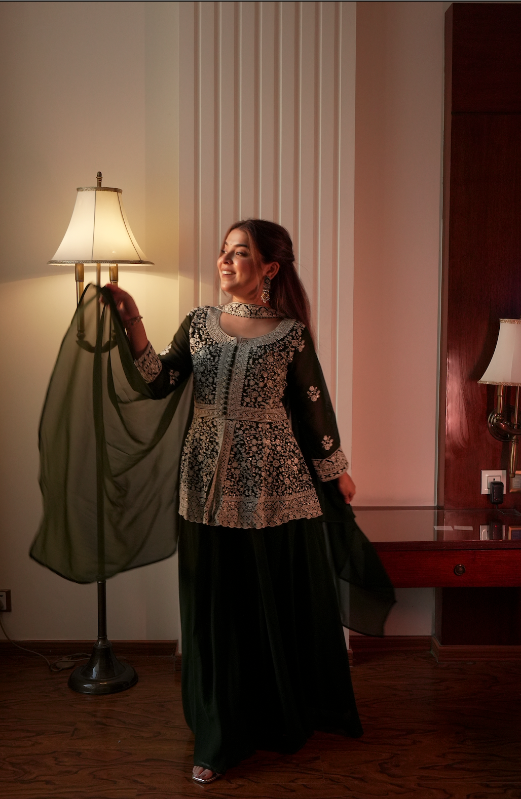 Kalikar Fendi Crush with Zari & Sequins Embroidered work - KLM14