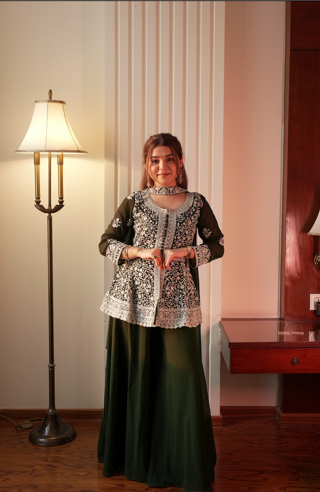 Kalikar Fendi Crush with Zari & Sequins Embroidered work - KLM14