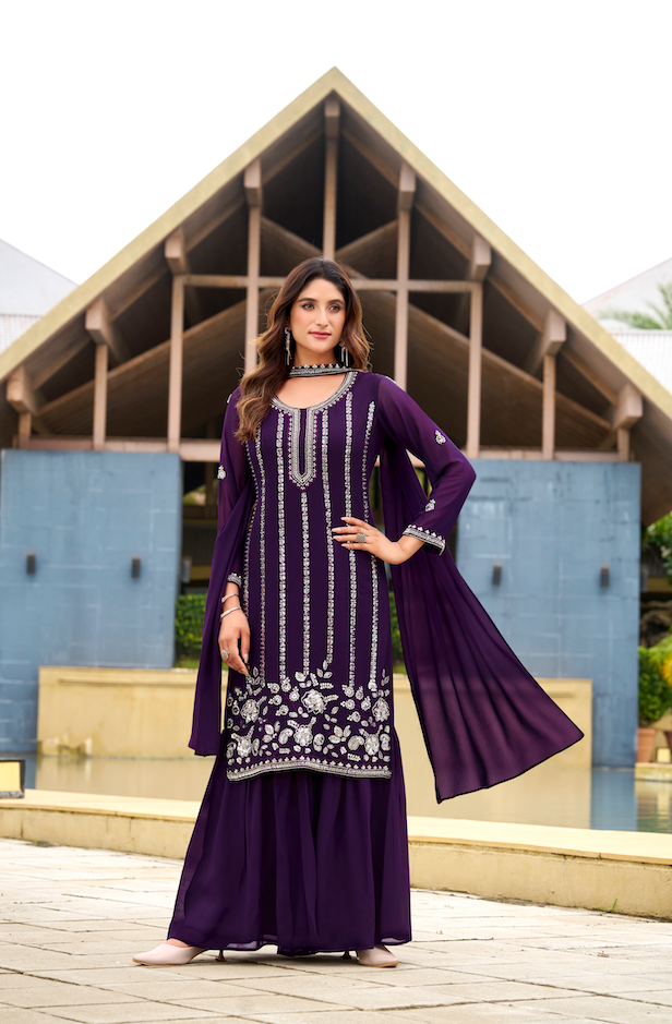 Kalikar Fendi Crush with Zari & Sequins Embroidered work - KLM04