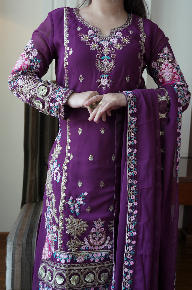 Kalikar Fendi Crush with Zari & Sequins Embroidered work - KLM13