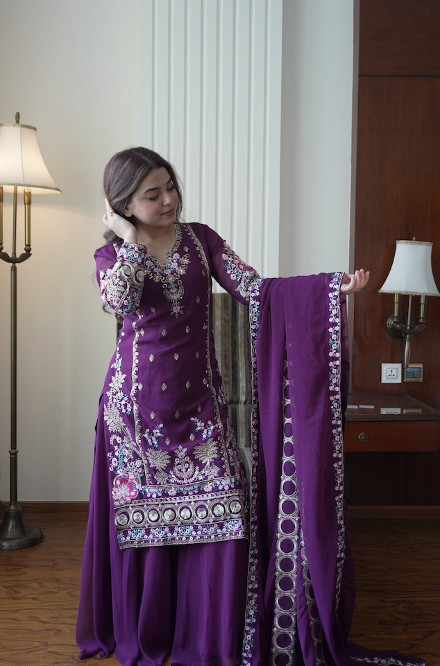 Kalikar Fendi Crush with Zari & Sequins Embroidered work - KLM13