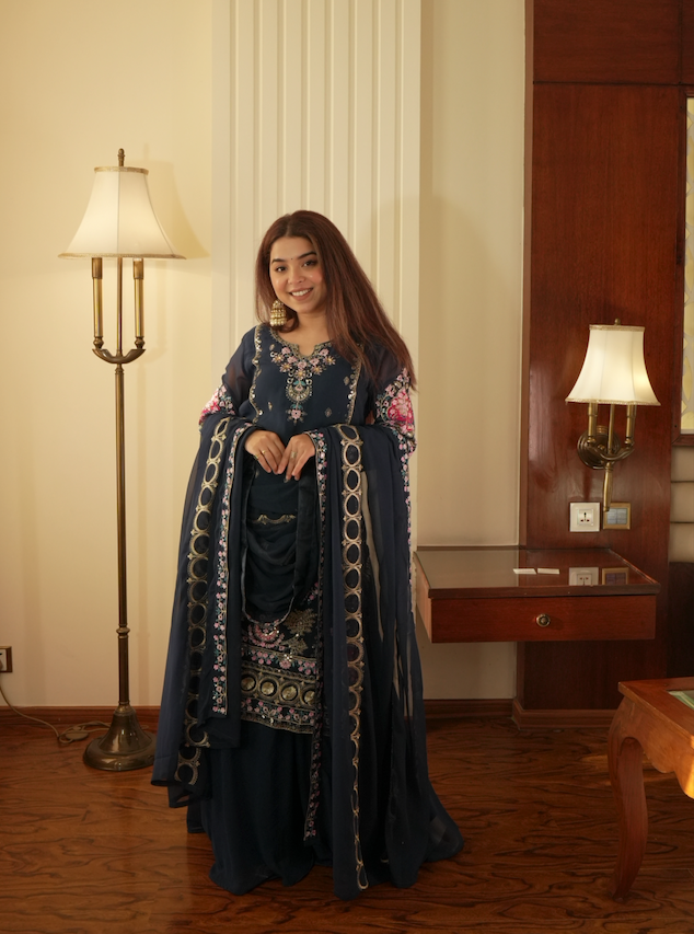 Kalikar Fendi Crush with Zari & Sequins Embroidered work - KLM13