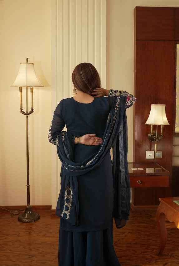 Kalikar Fendi Crush with Zari & Sequins Embroidered work - KLM13