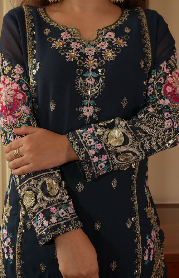 Kalikar Fendi Crush with Zari & Sequins Embroidered work - KLM13