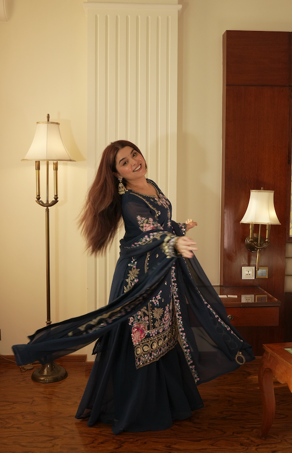 Kalikar Fendi Crush with Zari & Sequins Embroidered work - KLM13