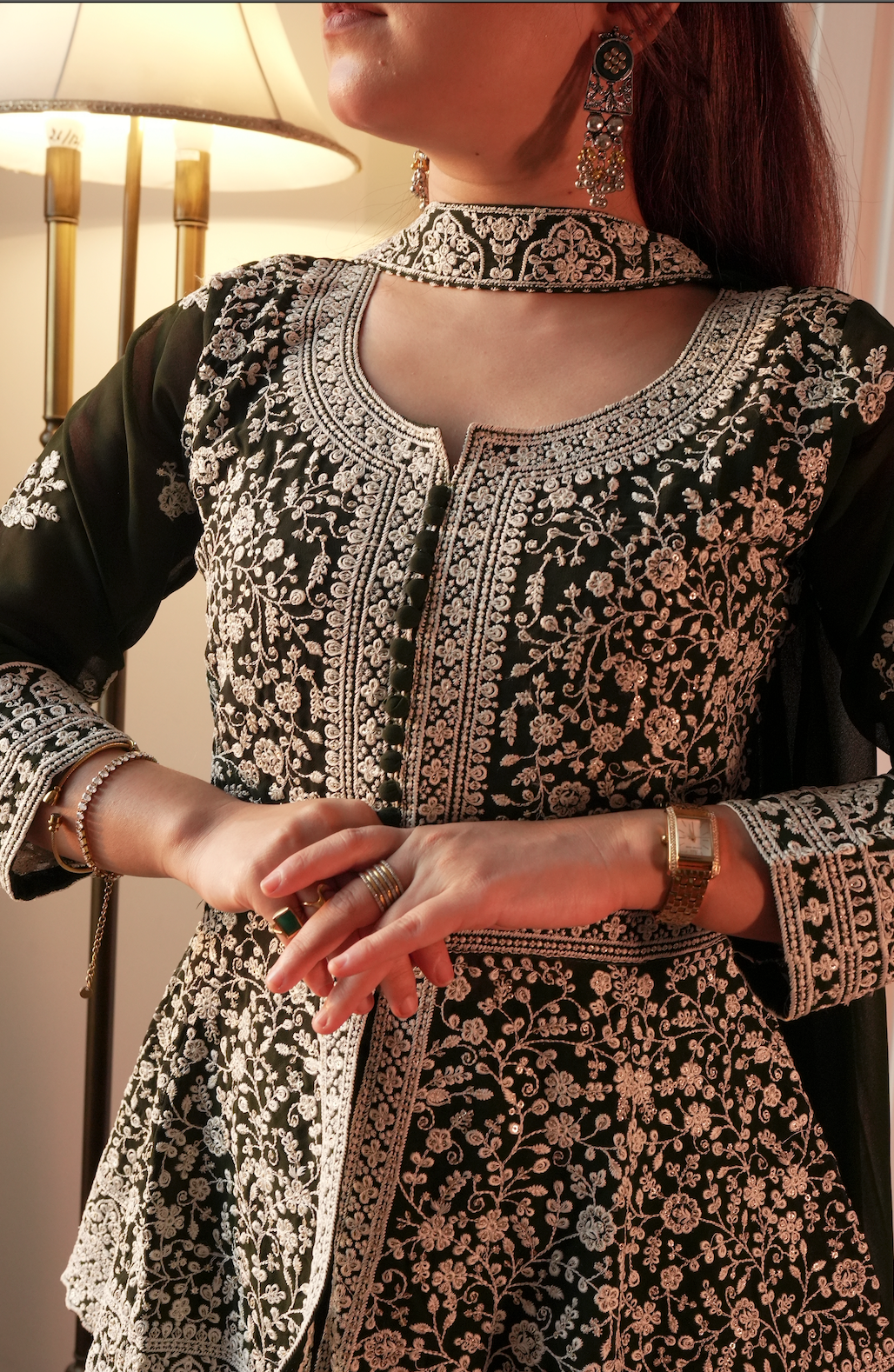 Kalikar Fendi Crush with Zari & Sequins Embroidered work - KLM14