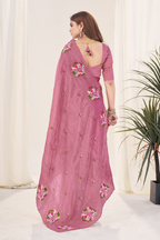 Kalikar Vastraa Gold Crush Malti Color Thread Work Pestal Crimson